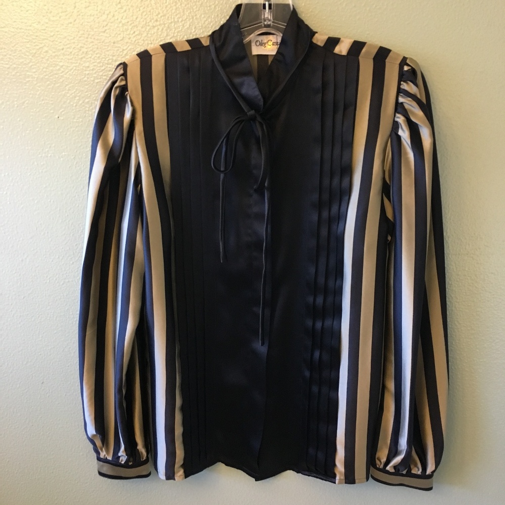vintage oleg cassini striped silk blouse